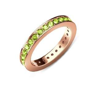   Yellow Green Color) Channel with Prong Set Eternity Band in 14K Rose