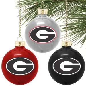 Georgia Bulldogs Collegiate Logo Round Glass Ornaments:  