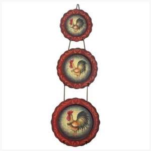 New Decorative Tin Rooster Plates with Rack  