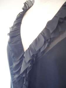 ROMANTIC CHIC!*** REBECCA TAYLOR Ruffled BLACK Blouse TOP  on 