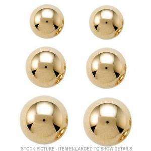 Pairs 14K Solid Gold Round Ball Stud Earrings 4 5 6MM  