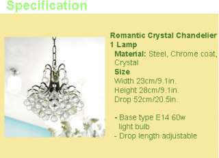New Glass Crystal Chandelier Ceiling 1 light Chrome  