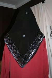 Square Shayla Shawl Sequins Abaya Hijab Muslim Scarf  