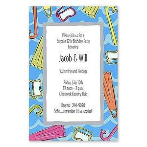  Flippers Invitation Beach and Pool Party Invitations 