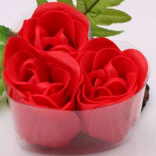 3pcs Red Handmade Wedding Favor Rose Bud Petals Soaps  