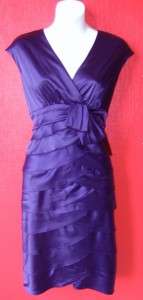 JONES NEW YORK purple stretch satin party dress NEW 12  