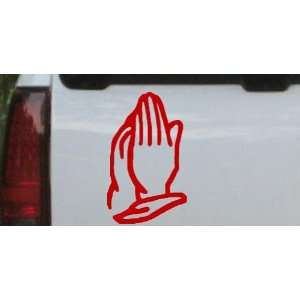 Praying Hands Christian Car Window Wall Laptop Decal Sticker    Red 