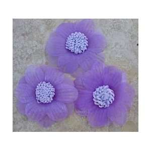  35pc Purple Organza Flowers Appliques Embellishments B4 