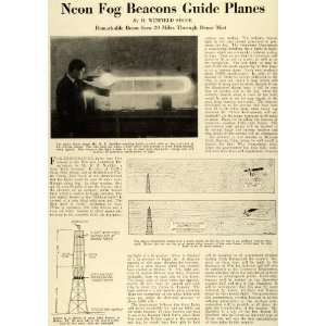  1927 Article Neon Fog Plane Winfield Secor Invention 
