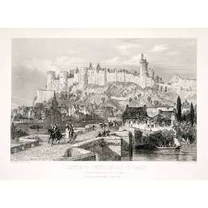 1875 Steel Engraving Thomas Allom Chateau Chinon Indre et 