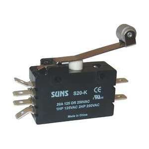 Industrial Grade 5JEH8 Snap Action Switch, Hinger Roller, 20A:  