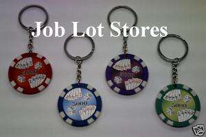 Keychain Key chain Poker Chip 4 Colors Red Blue Green P  