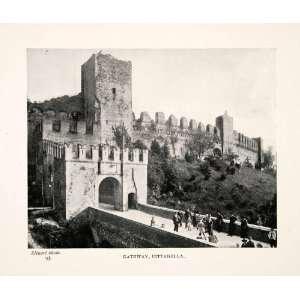  1908 Print Cittadella Medieval Walled City Gate Padua 