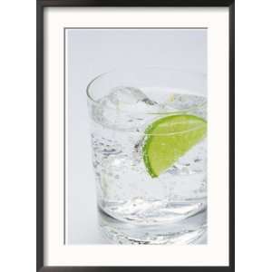 Glass of Soda Water and Lime Slice Photos To Go Collection Framed 