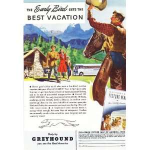  1947 Ad Greyhound Cowboy in Mountains Vintage Travel Print Ad 