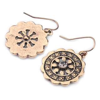   Antique Brass tone Dangle Earrings,Round Circle Iron Chandelier  