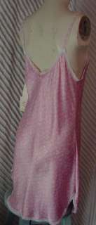 80s Barbizon pink satin Chemise Nightgown w/lace NOS 36  