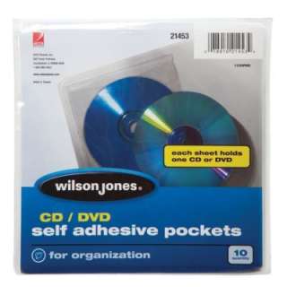 50 Wilson Jones CD/DVD Self Adhesive Pockets 078910214534  