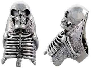 Sterling Silver Oxidized Skeleton Ring, 1 15/16 (49mm) wide