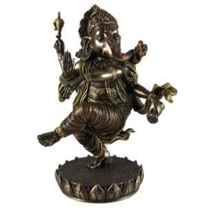    Bronzed Finish Dancing Ganesha Statue Ganesh Hindu