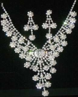 Bride Wedding Jewelry Dazzling Crystal Faux Pearl Flower Style 