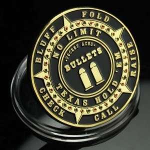 US Texas Hold em Poker Gold plated Colorized Coin 497 
