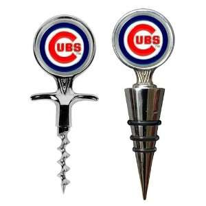  Chicago Cubs MLB Cork Screw and Wine Bottle Topper Set 