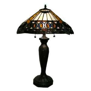  26 Tiffany Style Amber Jeweled Table Lamp