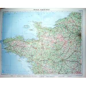  Colour Map 1955 France Paris Nantes Rennes Le Havre