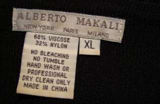 ALBERTO MAKALI SZ XL Black V Neck Long Sleeve Knit Top Shirt  