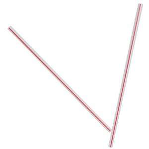   White and Red Color Hollow Stirrer Straw Unwrapped (10 packs of 1000
