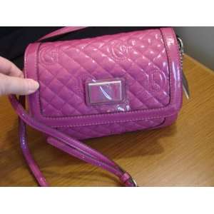Guess Designer Hot Pink Quilted Patent Leather Handbag   New with Tags