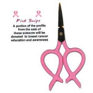  Pink Snip Scissors   Pink Ribbon Shaped Handles   4 long 