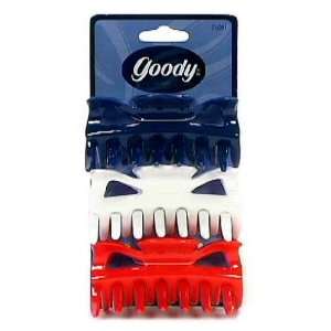  Goody Fashion Hair Clips, Red, White & Blue Plastic, 3 