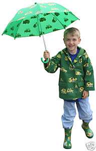 Boys Green Construction Equipment Umbrella by Foxfire  