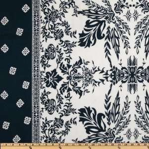  56 Wide Cotton Lawn Floral Navy/White Fabric By The Yard 