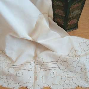  Elegant Hand hemistitch/Embroidery Linen 3pc Sheet Set 