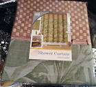TROPICAL BAMBOO & PALMS SHOWER CURTAIN BROWN GREEN NEW