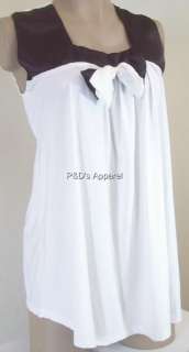 New Coqueta Maternity Womens Clothes White Brown Tank Top Shirt Blouse 