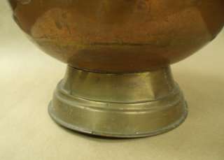 Copper Coal Scuttle Bucket Delft Porcelain Handles Brass Lion Head 