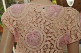 Lims Vintage & New Hand Made Cotton Crochet Top Pink SIZES S, M, L 