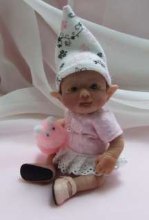 OOAK Sculpted Baby Girl Leprechaun Fairy Polymer Clay Art Doll 
