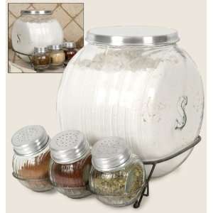  Sellers Flour Glass Jar and Spice Rack: Home & Kitchen