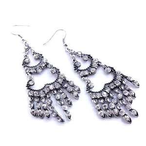  Black & White Crystal Fashion Earrings: Jewelry