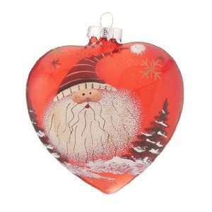   Red Glass Heart Santa   Striped Hat Christmas Ornament: Home & Kitchen