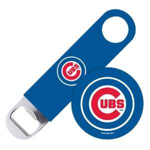   Bottle Opener with Coaster Set   Chicago Cubs