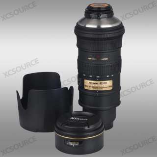 Nikon Camera Lens Cup Coffee Mug Stainless Thermo 1:1 70 200mm +Bag 