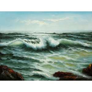Flying Seagulls Over Sea Waves On Sunset Oil Painting 12 x 16 inches