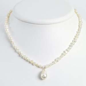   Sterling Silver Freshwater Cultured Pearl Drop 18in Necklace: Jewelry