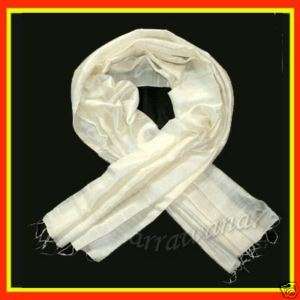 Pure Thai Silk Scarf Shawl Pashmina Wrap 29x65 White  